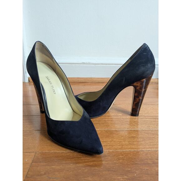 Sarah Flint Jay 100 Suede Navy Cheetah Pumps Size 38.5 IT 8-8.5 US - Picture 2 of 9